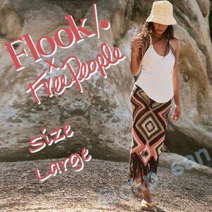Free People x Flook Diamond Tassel Crochet Skirt Sz L